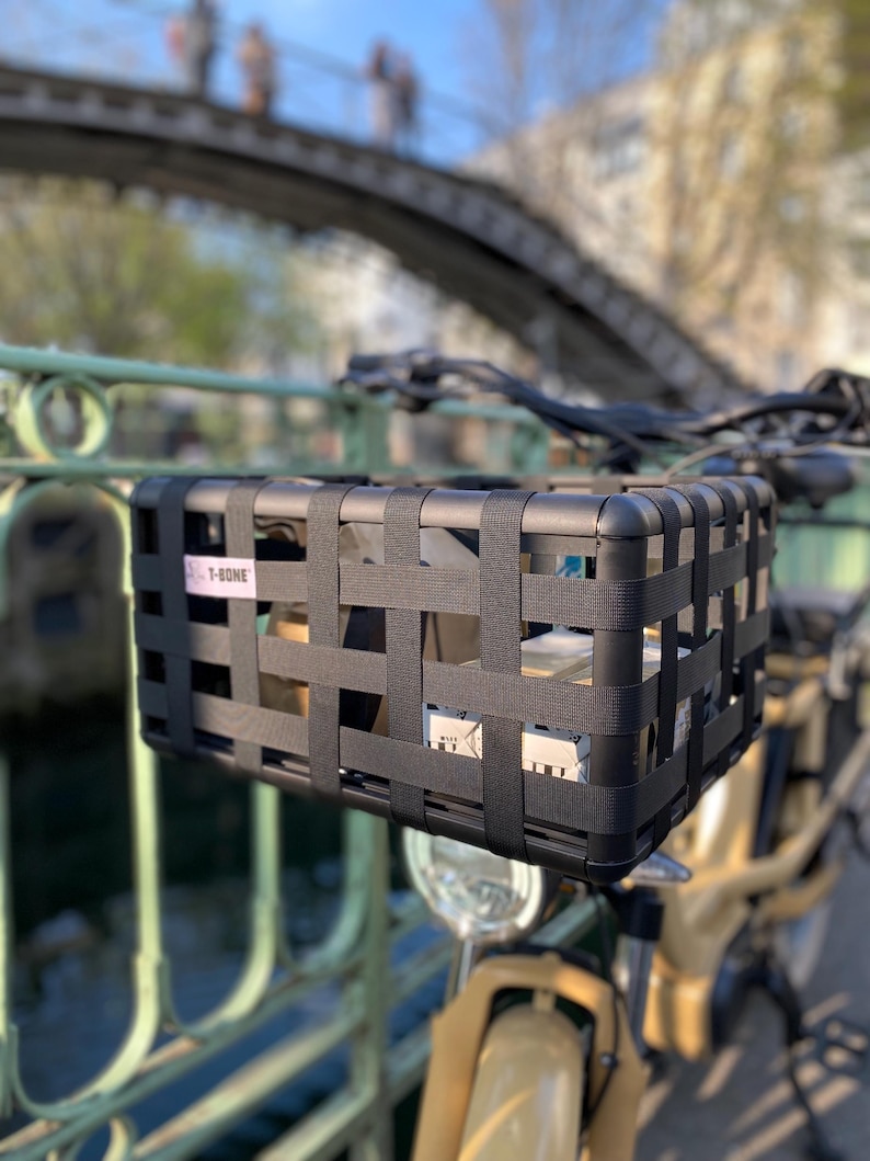 Bike Basket - The Original T-Bone® (Black Edition) / Bicycle Basket image 1