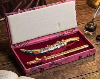 Vintage Chinese Cloisonné Dragon Letter Opener Gift Box