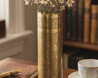 75mm Shell Casing 1915 Trench Art Engraved Souvenir Wisembach WW1
