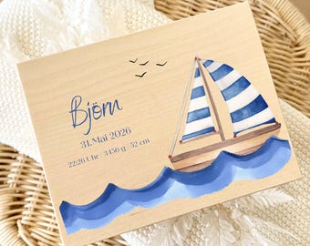 Personalized Baby Keepsake Box, Boat Design, Ship | Personalized Wooden Box with Name | Wooden Gift Box Storage