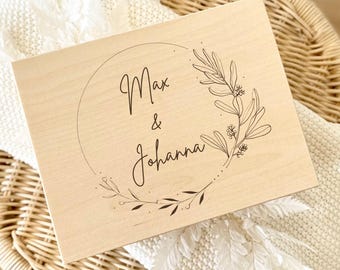 Customizable Wedding Keepsake Box | Personalized Wooden Box with Names | Wooden Gift Box | Bride and Groom Initials