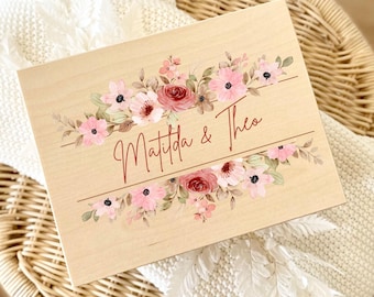 Erinnerungskiste Hochzeit individualisierbar | Personalisierte Holzkiste mit Namen | Geschenkbox Holz Aufbewahrung | Brautpaar Initialen