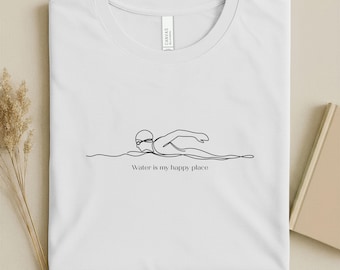 Water Is My Happy Place Shirt – Swimmer T-Shirt for Pool & Sea Lovers, Water Sports, Gift Idea for Swimmers, Comfortable Unisex Shirt