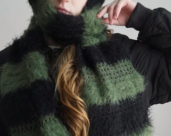 Extra Long Mohair Blend Crochet Scarf, 210cm, "Mongolia"