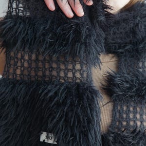 Black Merino Wool Blend Scarf, 184cm, "Iceland" image 9