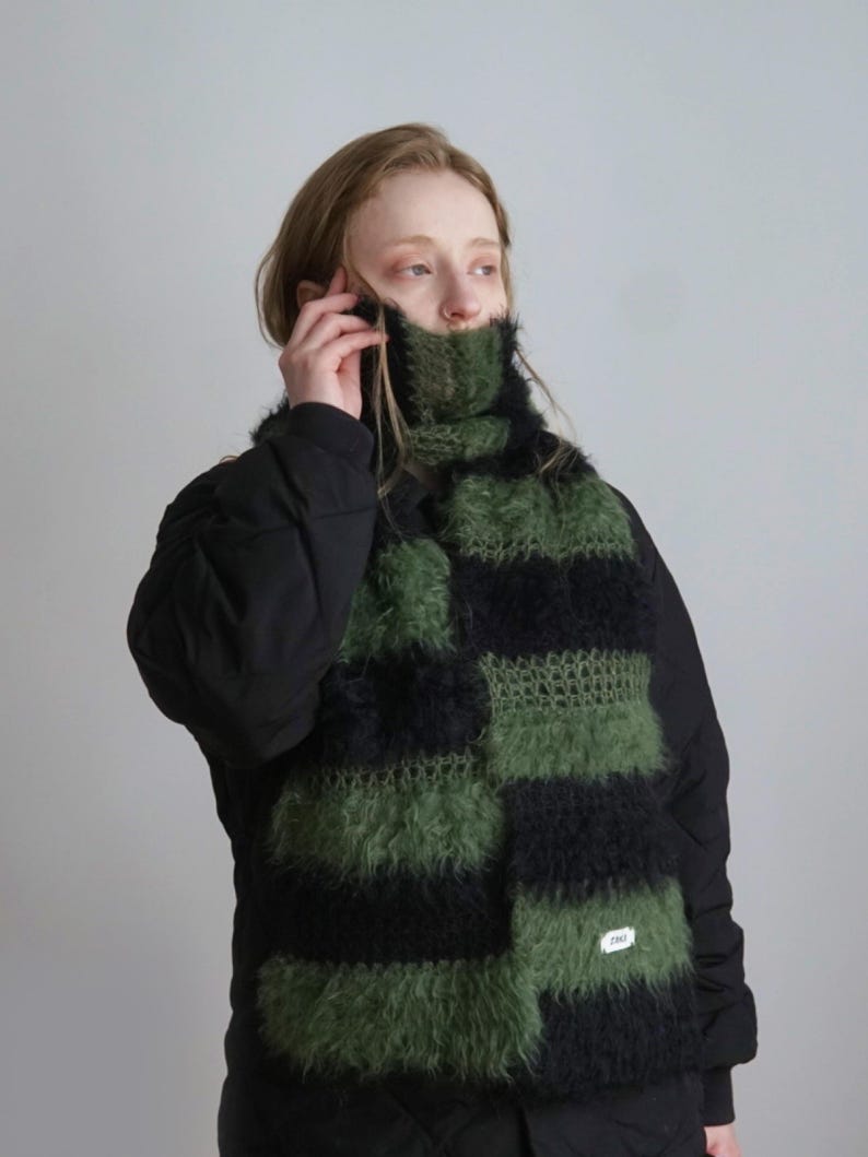 Mohair Blend Crochet Scarf, 210cm image 2
