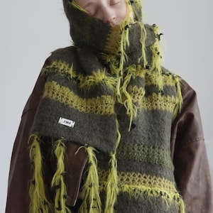 Green Felted Alpaca Wool Scarf, 190cm, "Ireland"
