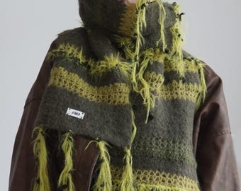 Green Felted Alpaca Wool Scarf, 190cm, "Ireland"