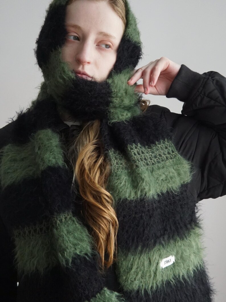 Mohair Blend Crochet Scarf, 210cm image 1