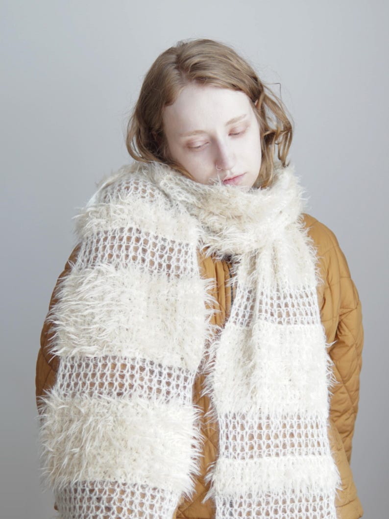 Ivory Merino Wool Blend Blanket Scarf, 220cm zdjęcie 1