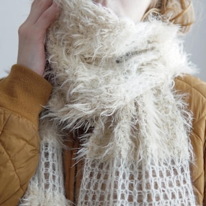 Ivory Merino Wool Blend Blanket Scarf, 220cm zdjęcie 3