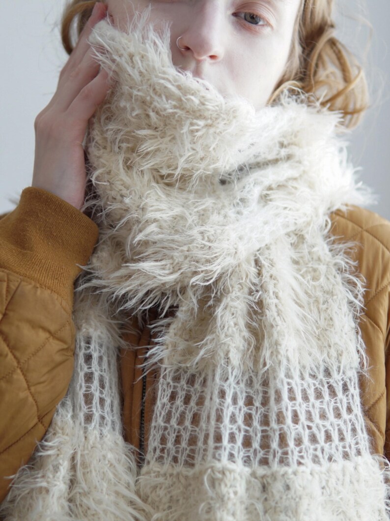 Ivory Merino Wool Blend Blanket Scarf, 220cm zdjęcie 3