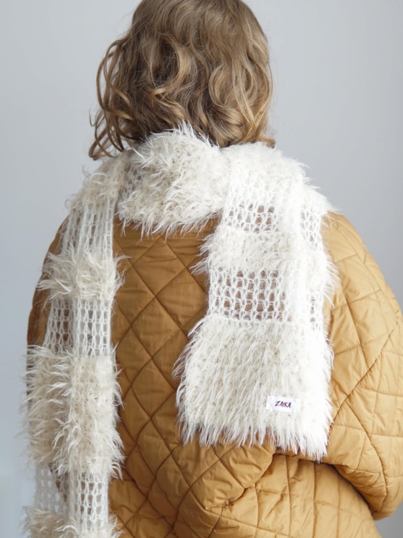 Ivory Merino Wool Blend Blanket Scarf, 220cm zdjęcie 4