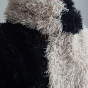 Cream and Black Faux Fur Crochet Scarf, 190cm, "Norway" image 6