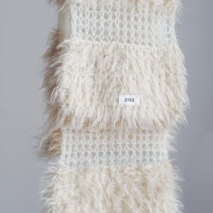 Ivory Merino Wool Blend Blanket Scarf, 220cm zdjęcie 9