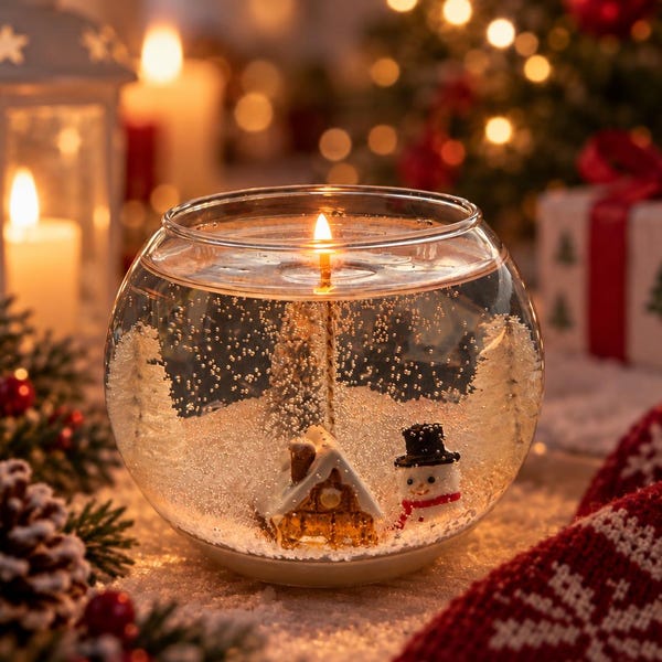 Snow Globe Christmas Candle, Christmas Village Gel Candle, Winter Wonderland Candle, Holiday Decor, Christmas Gift, Handmade Candle