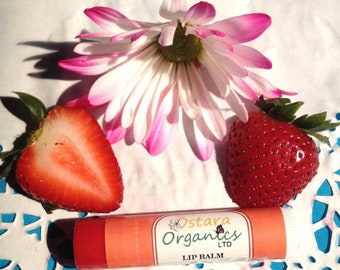 Strawberry Lip Balm: All Natural Lip Balm/Chapstick Enriched with Vitamin E, Strawberry Flavor