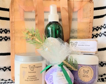 Lavender Spruce Spa Gift Set, Lavender Spruce, Bath Bomb Gift Set, Bath Fizzie Gift Set, Bath Gift Set, Spa Gift Set, Organic Spa Set, Gift