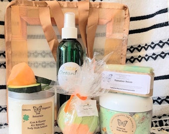 Cucumber Melon Spa Gift Set, Cucumber Melon, Bath Bomb Gift Set, Bath Fizzie Gift Set, Spa Gift Set, Bath Gift Set, Organic Spa Set, Gift