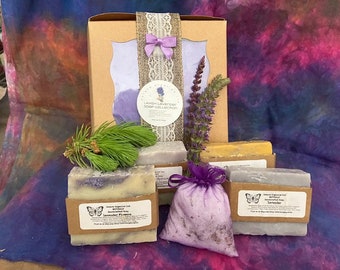 Lavish Lavender Spa Gift Box: Full Sized Essential Oil Soap Bars Set, Gift Boxed