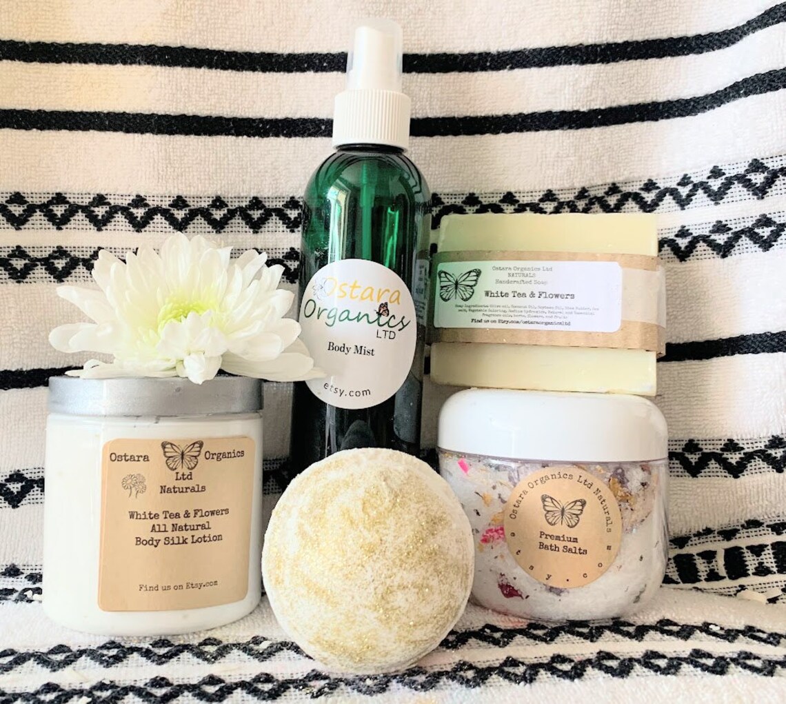 White Tea Gift Set White Tea Spa Set White Tea Bath Gift Etsy