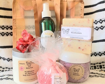 Wildflower Spa Gift Set, Wildflower Spa Set, Spa Gift Set, Bath Bomb Gift Set, Bath Fizzie Gift Set, Bath Gift Set, Organic Gift Set, Gift