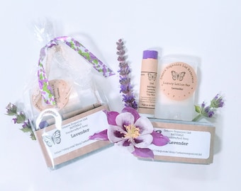 Lavender Sweet Set Spa Gift Set: Petite Soap, Lotion Bar, Lip Balm