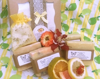 Citrus Splash Soap Gift Set, Citrus Soap, soap gift set, spa gift set, vegan soap gift set, essential oil spa set, organic soap gift set