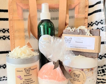 Coconut Spa Set, Coconut, Coconut Gift Set, Coconut Bath Set, Bridal Shower Gift, bath Bomb Gift Set, Bath Fizzie Gift Set, Gift for Her