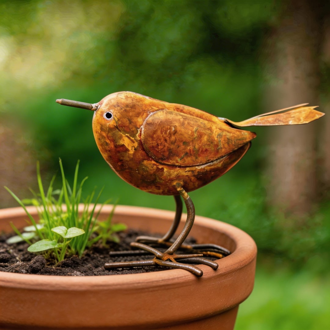 Rustic Wren 2 Pieces Rustic Metal Wren Garden Decor, Vintage Bird Sculpture, Rust ...