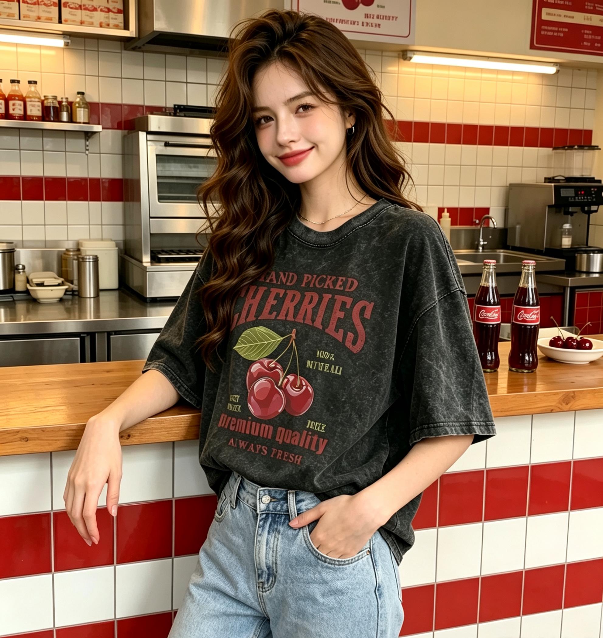 Black Cherry Print Tops - Etsy