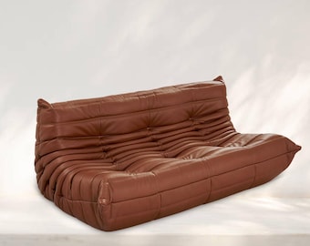 Luxury Togo Style 2-Seater Sofa, Modern Lounge Couch, Soft Low Seating
