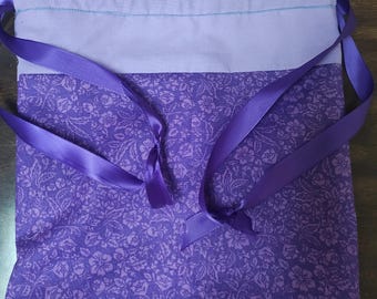 Purple Flower Drawstring Bag
