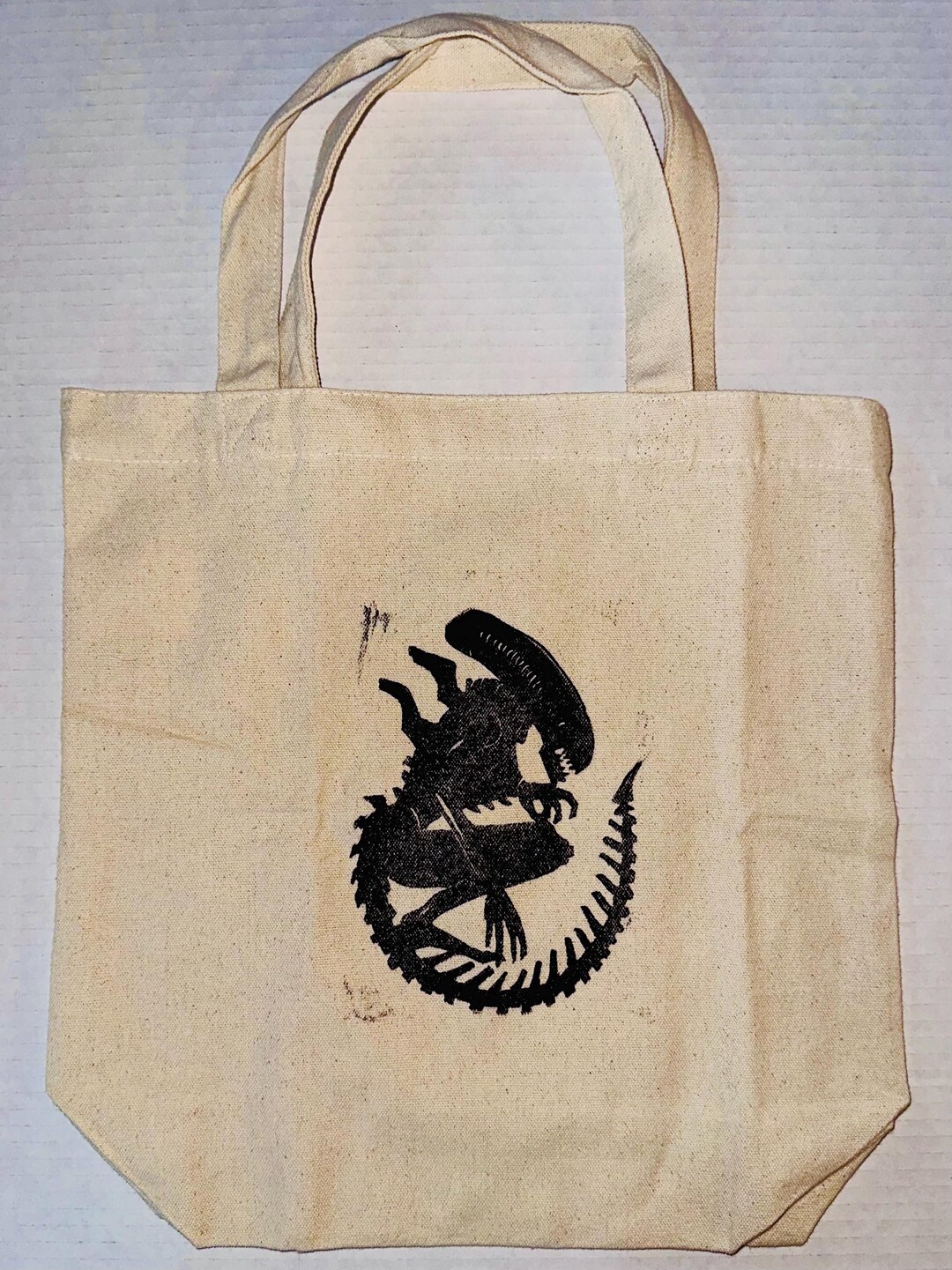 Hand-printed Alien Xenomorph Tote Bag! - Etsy