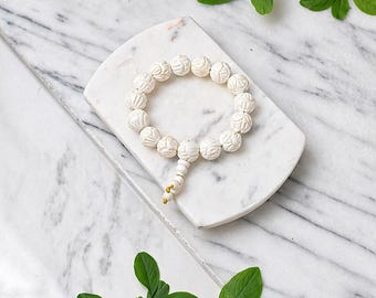 Vintage Carved Bone Worry Beads | Hand Carved Prayer Beads | Collectible Devotional Beach