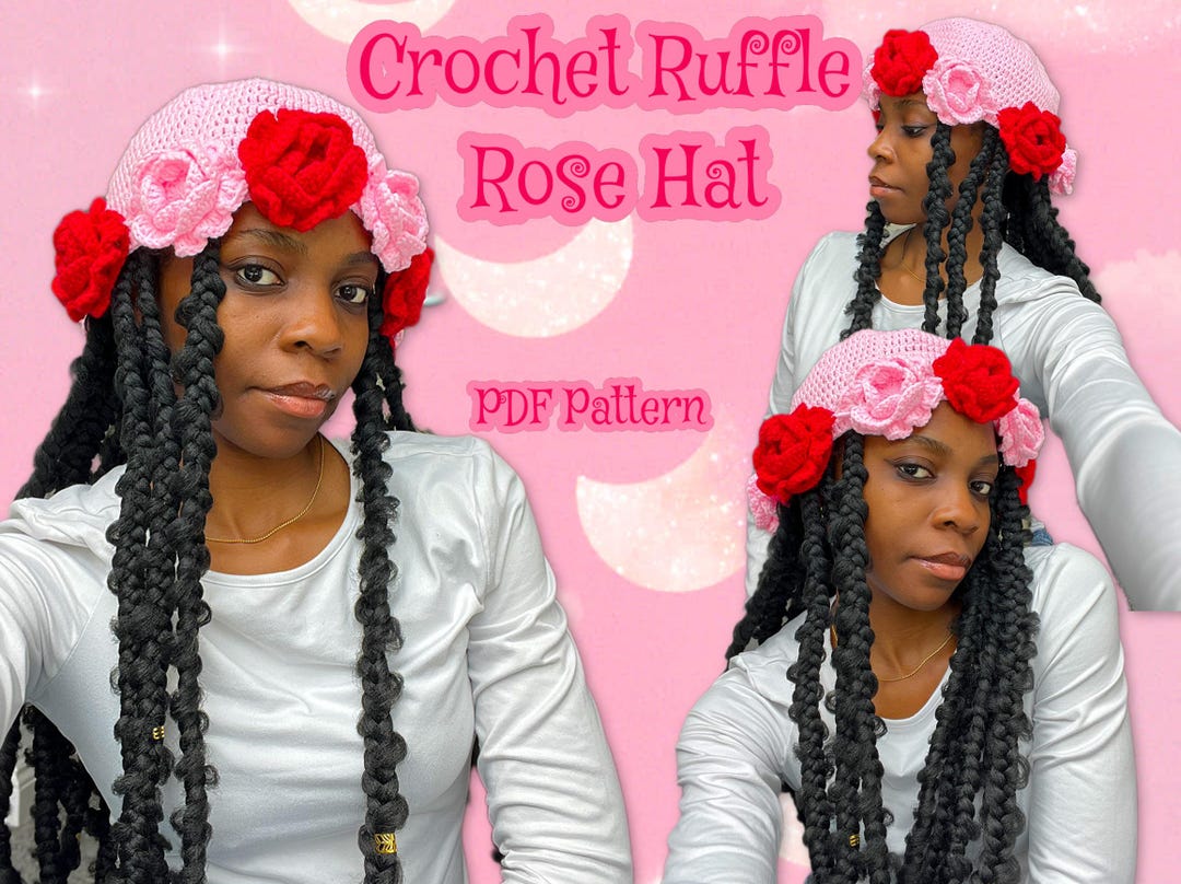 Rose Hat Pattern Crochet Ruffle Rose Hat PDF Pattern - Etsy