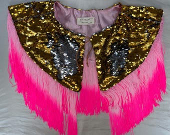 Capa de fiesta con lentejuelas - oro y plata