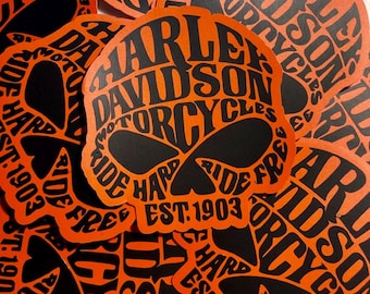 Harley Davidson Skull Biker Vinyl Decal Sticker Waterproof