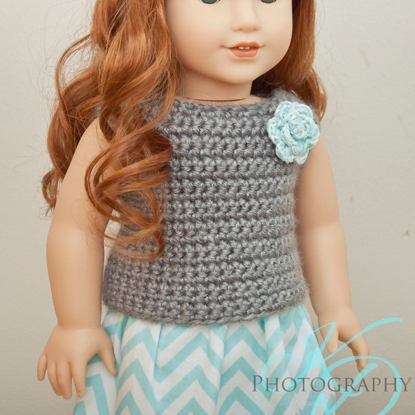 DIY-Crochet Pattern-The Brenna Top-sized to fit 18 inch dolls like the American Girl Doll