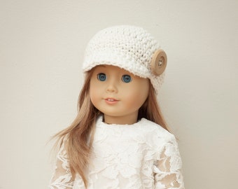 DIY-haakpatronen-de krantenverkoperhoed voor 18"-poppen (past American Girl-poppen)-directe digitale download