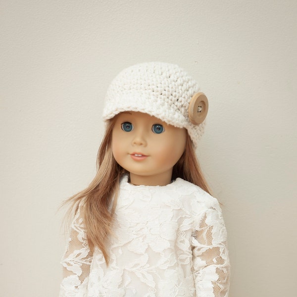 DIY Crochet Patterns-The Newsboy Hat for 18" Dolls (fits American Girl Dolls)-Instant Digital Download