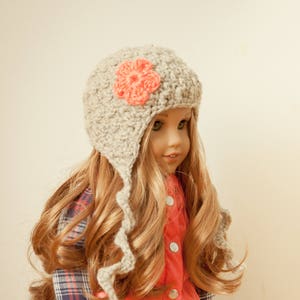 Crochet Ear Flap Hat- 18" Dolls (including American Girl Dolls)-  Instant Digital Download