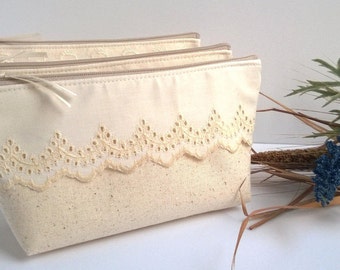 Set of 9 - Lace Clutches, Bridesmaid Clutch, Fall Wedding Bridesmaid Clutch Purse, Linen Fabric, Lace, Bridesmaids Gift, Wedding