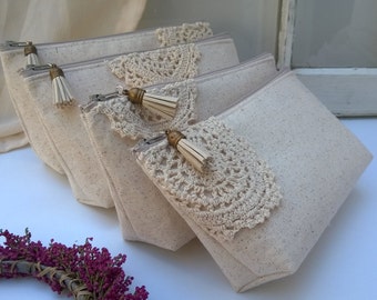 Gifts for Bridesmaid, Lace Clutch, Personalized wedding party bag, Maid of honor present