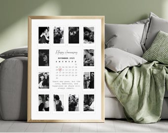 Spersonalizowany prezent rocznicowy dla pary, edytowalne szablony ramek Canva, personalizowana grafika ścienna, cyfrowy prezent ślubny i zaręczynowy dla niej