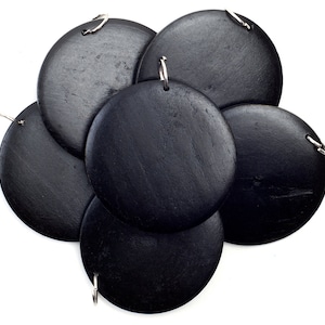 45mm wood disc pendants - black (25 count)