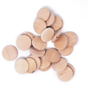 Wood Disc Side Drilled Holes 1.25in (32mm) - Quanity of 25
