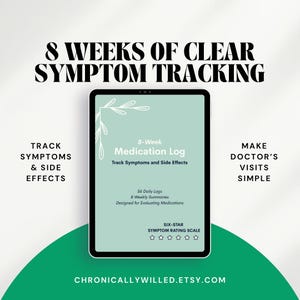 8-Week Medication Log – Sage Green Symptom & Side Effect Tracker | Printable Health Planner PDF