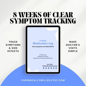 8-Week Medication Log – Soft Blue Symptom & Side Effect Tracker | Chronic Illness Printable PDF