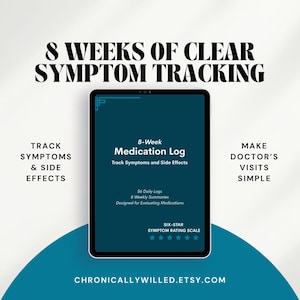 Dark Mode Medication Log – Teal 8-Week Symptom & Side Effects Planner